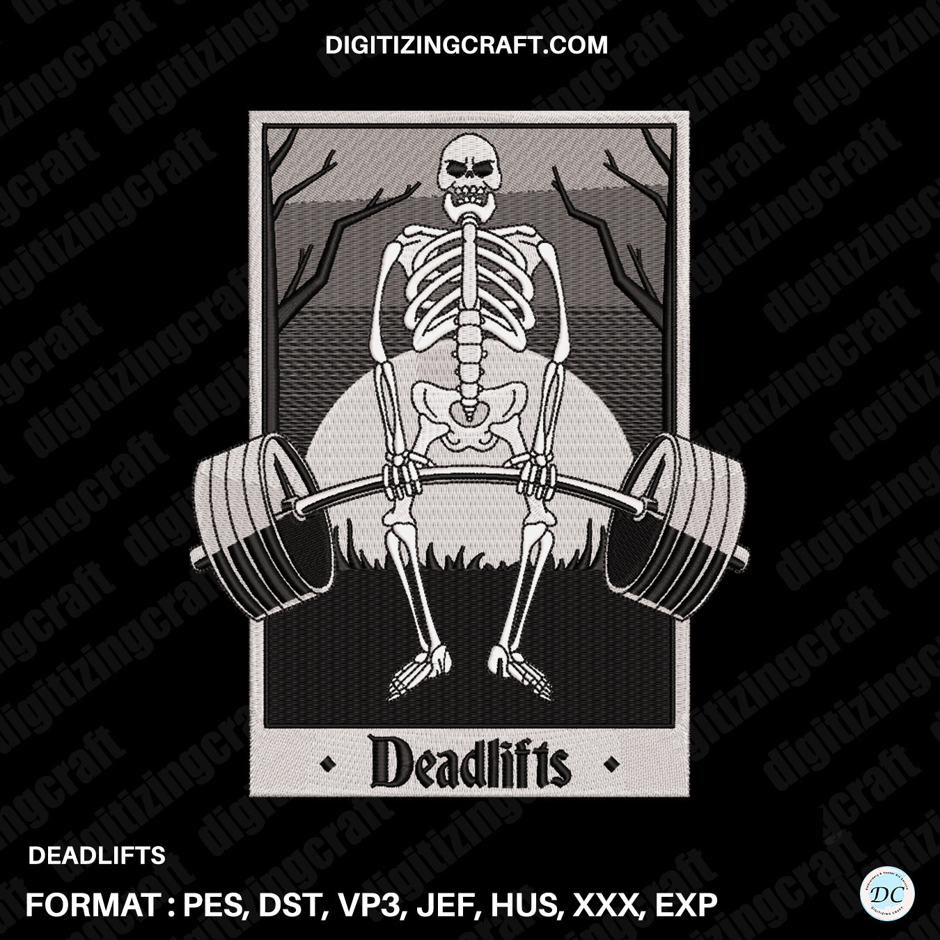 Deadlift embroidery Design