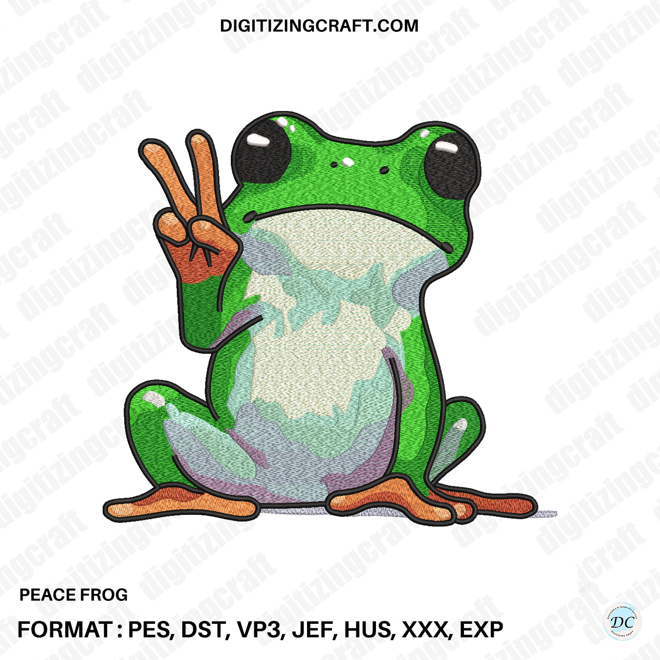 Peace Frog Embroidery design file