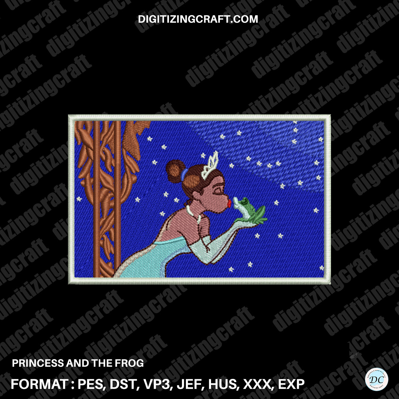 Princess and the frog embroidery design file
