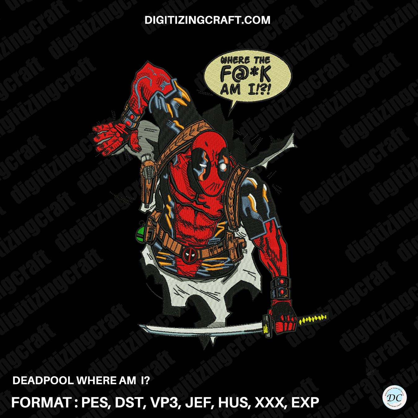 Deadpool Embroidery Design File