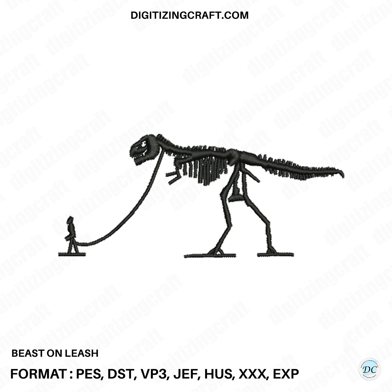 Beast on Leash embroidery design file