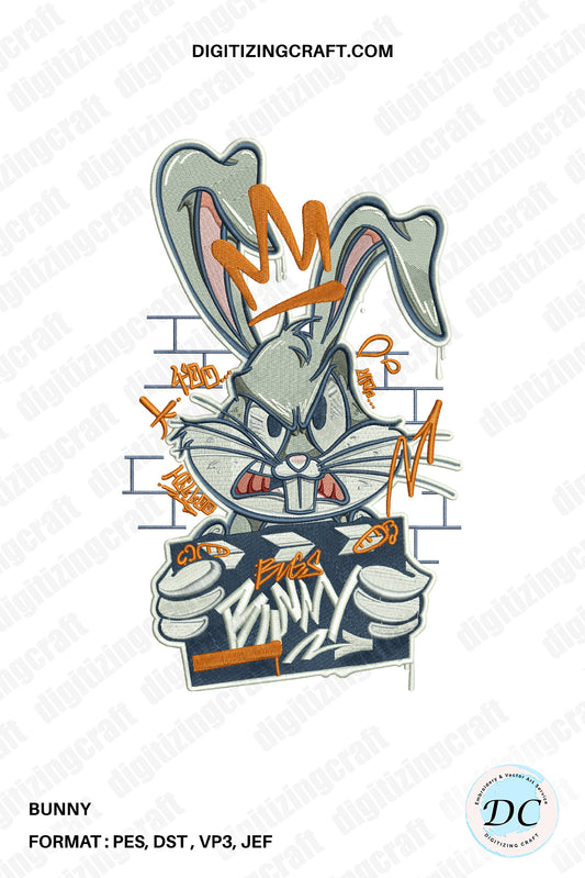 Bunny King Embroidery Design