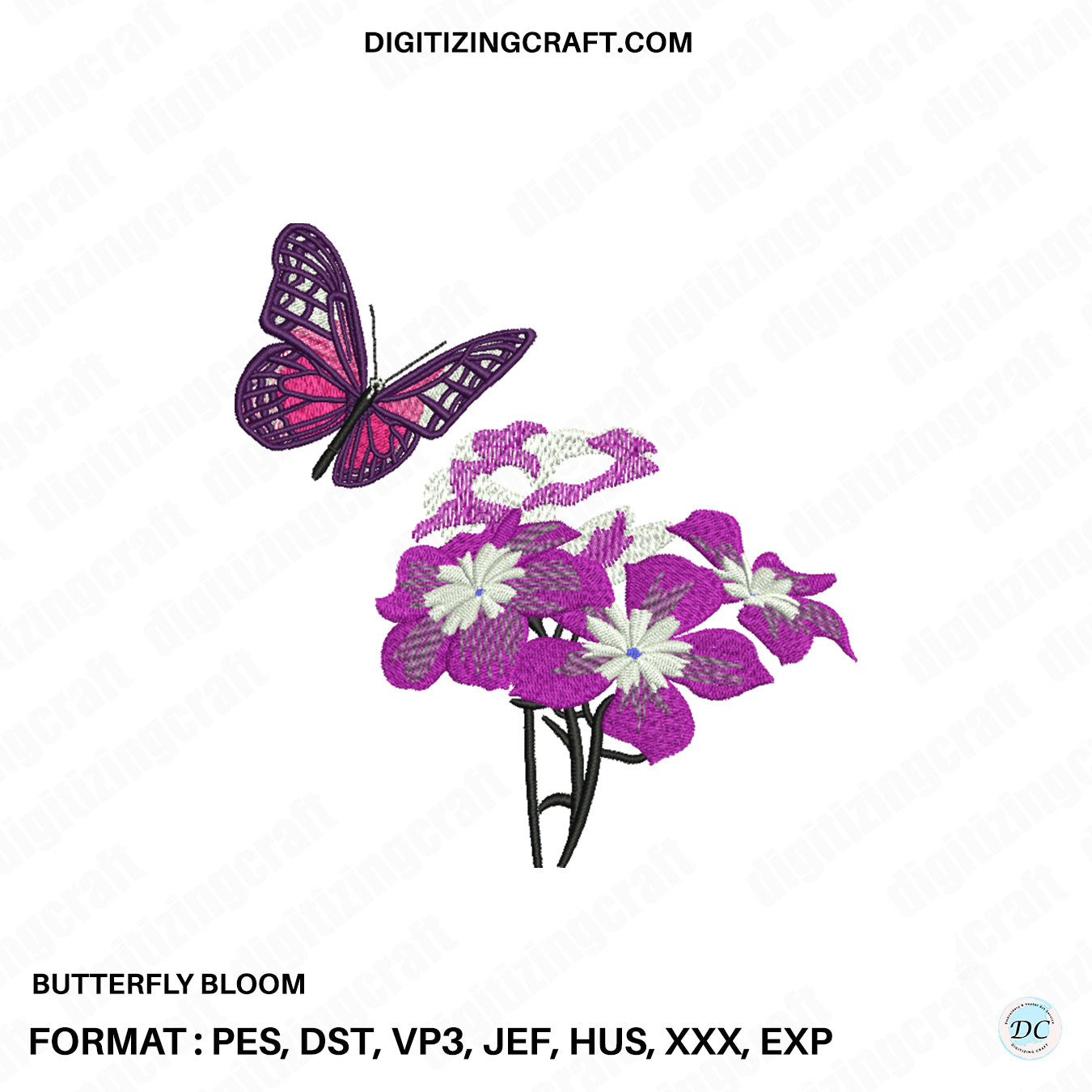 Butterfly bloom embroidery design file