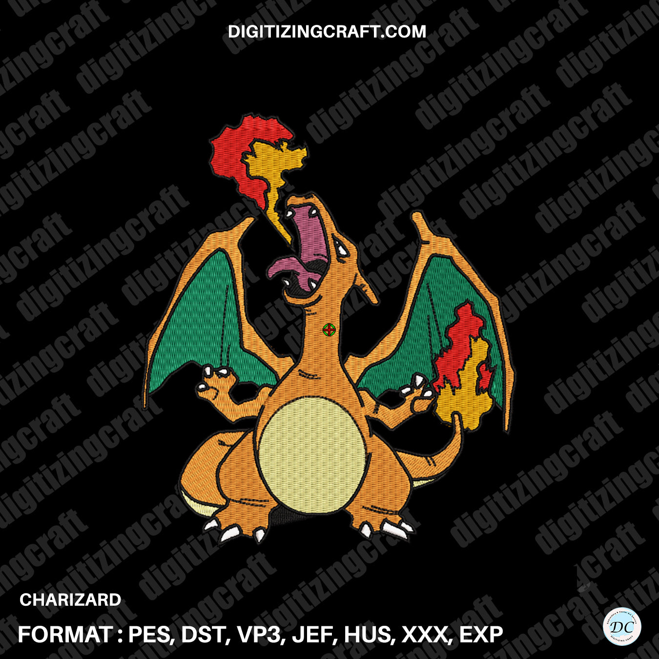 Charizard Embroidery design file
