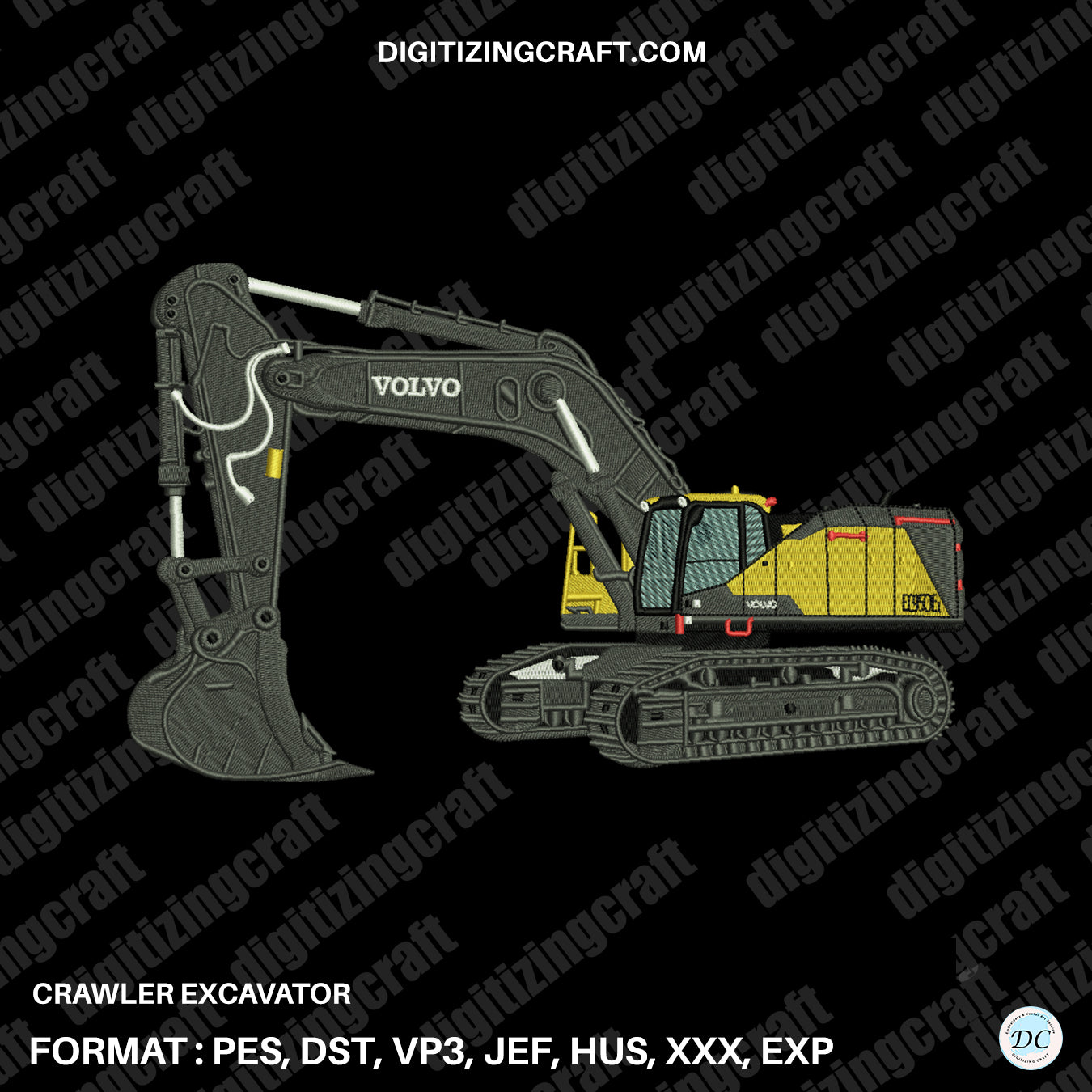Crawler Excavator embroidery design file
