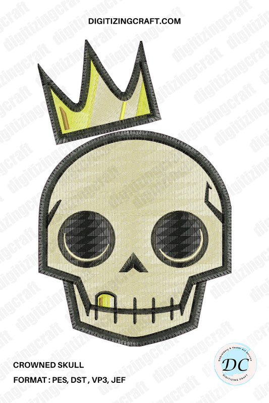 Crowned Skull Embroidery Design