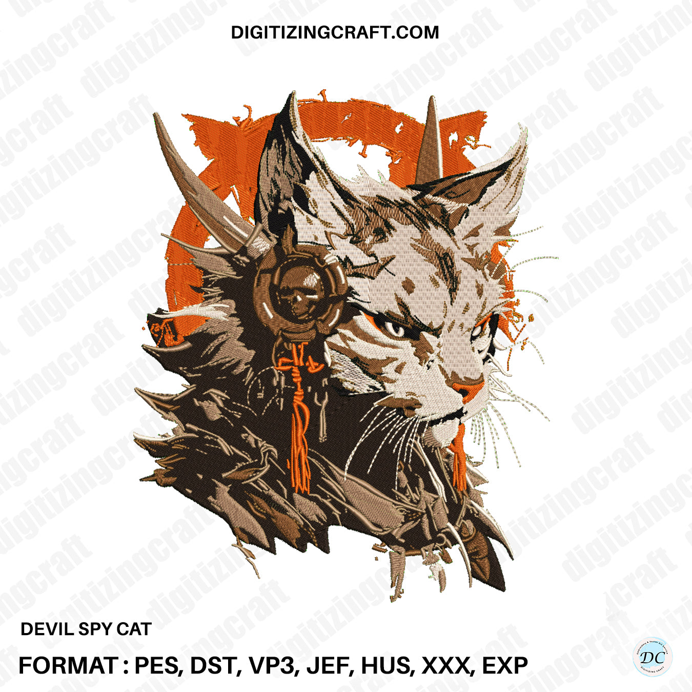 Devil's Spy Cat embroidery design file