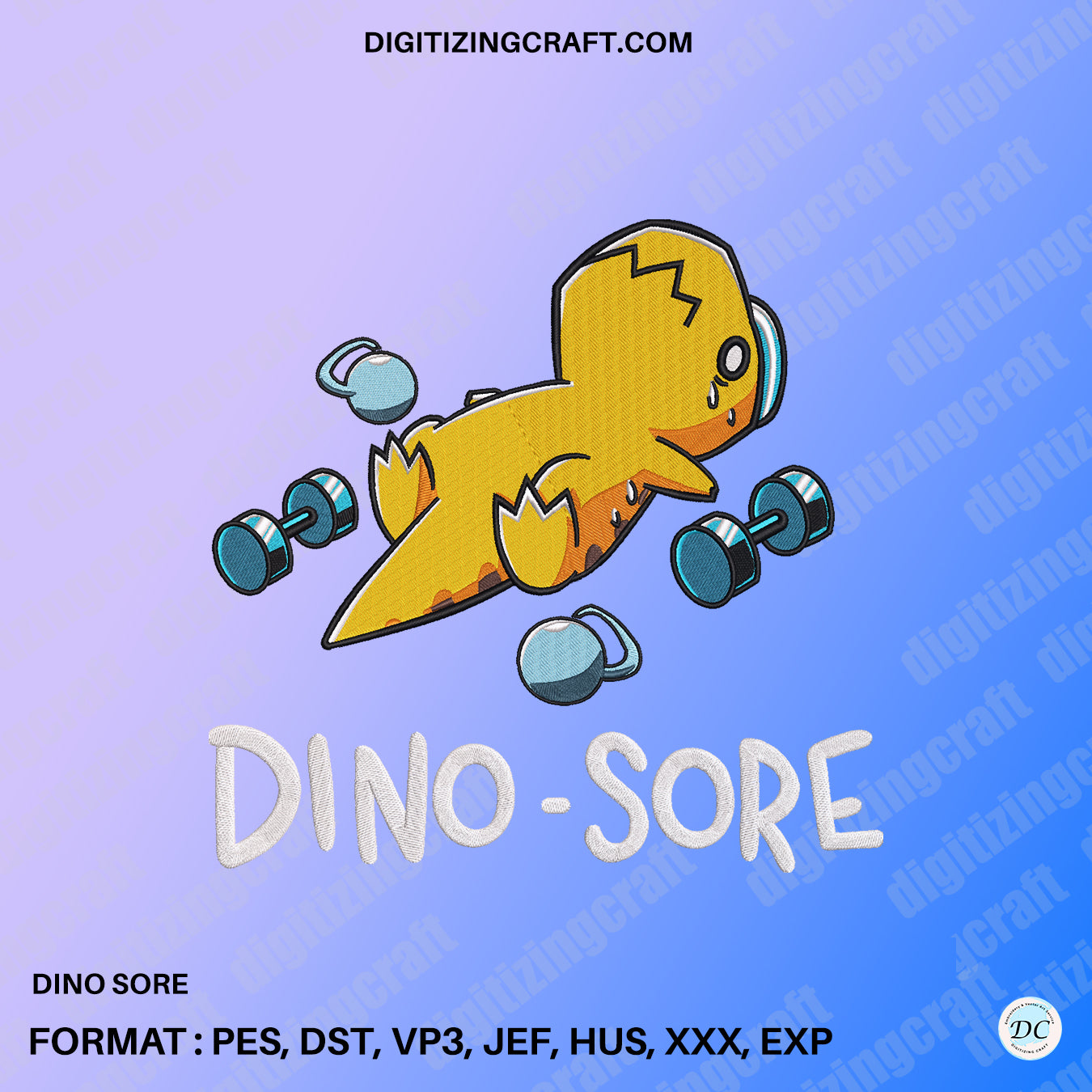 Dino Sore Embroidery Design file