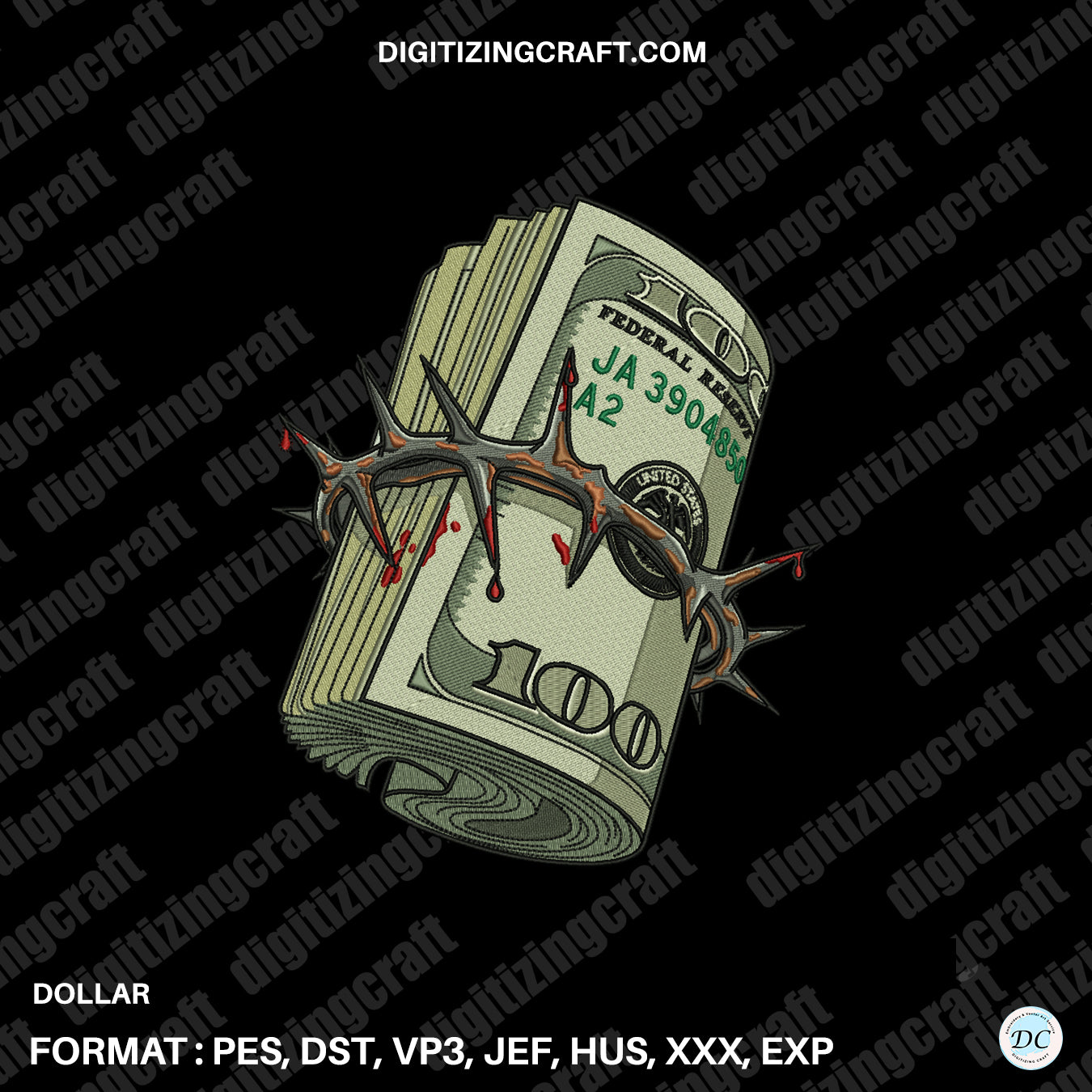 Dollar embroidery design file