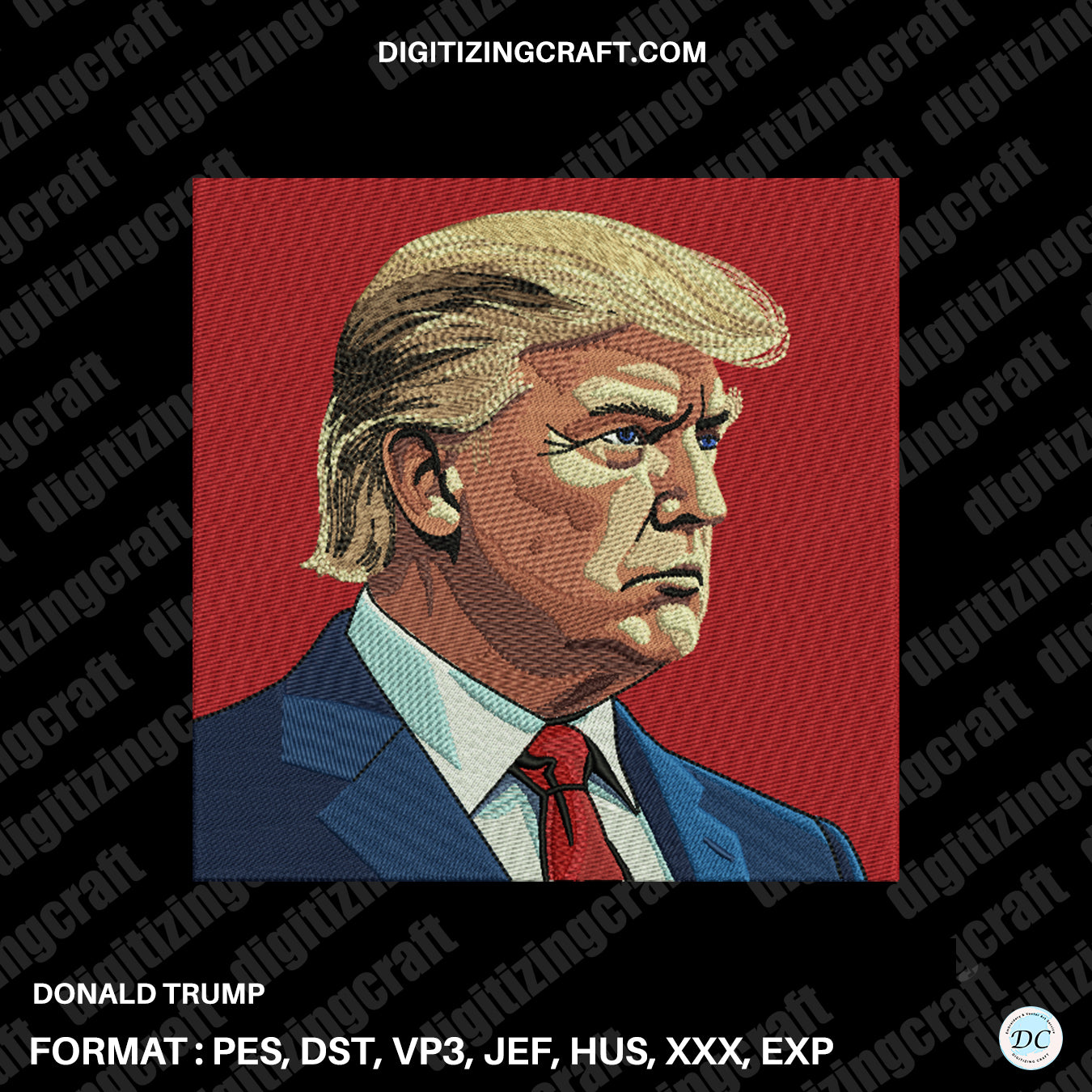 Donald trump embroidery design file