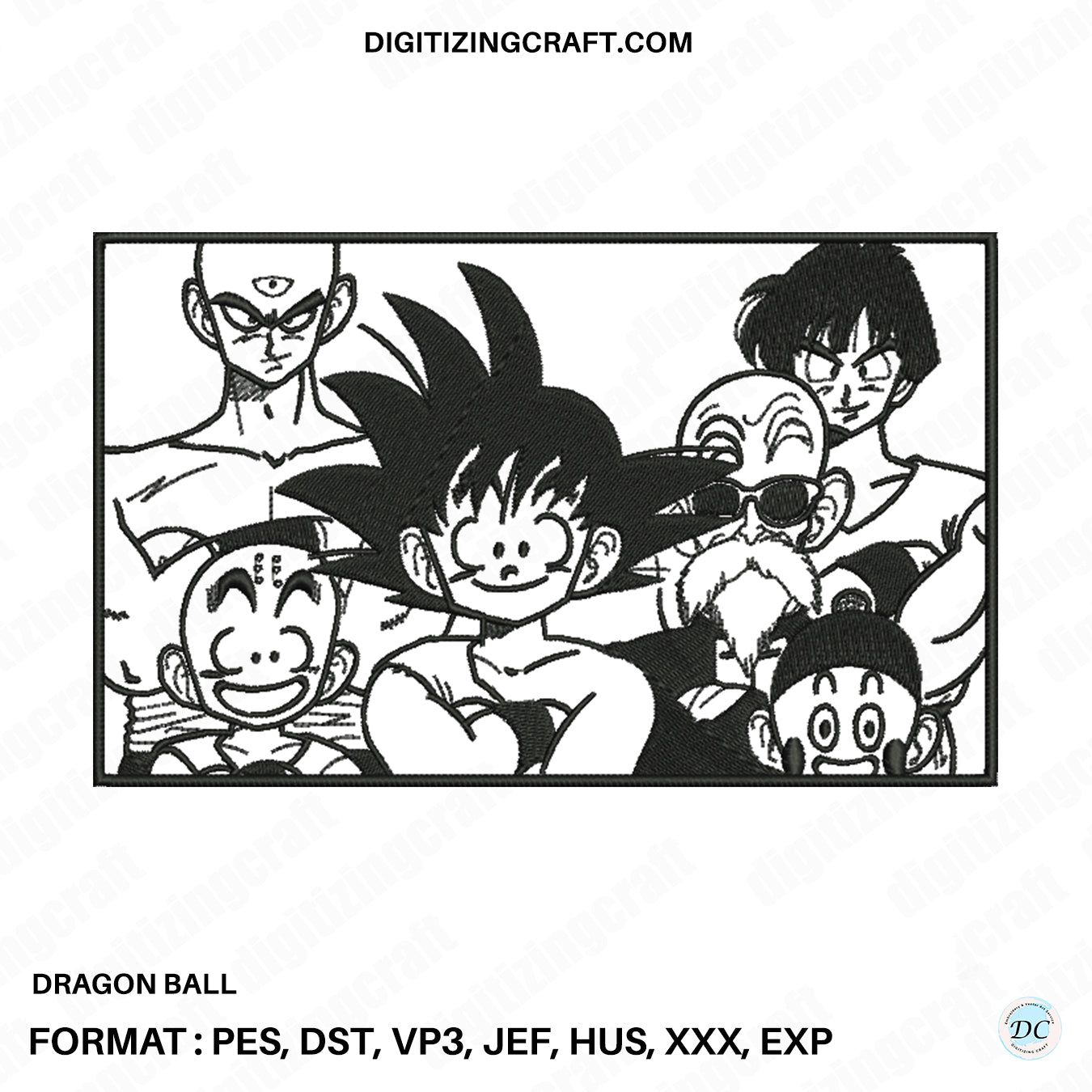 Dragon ball embroidery design