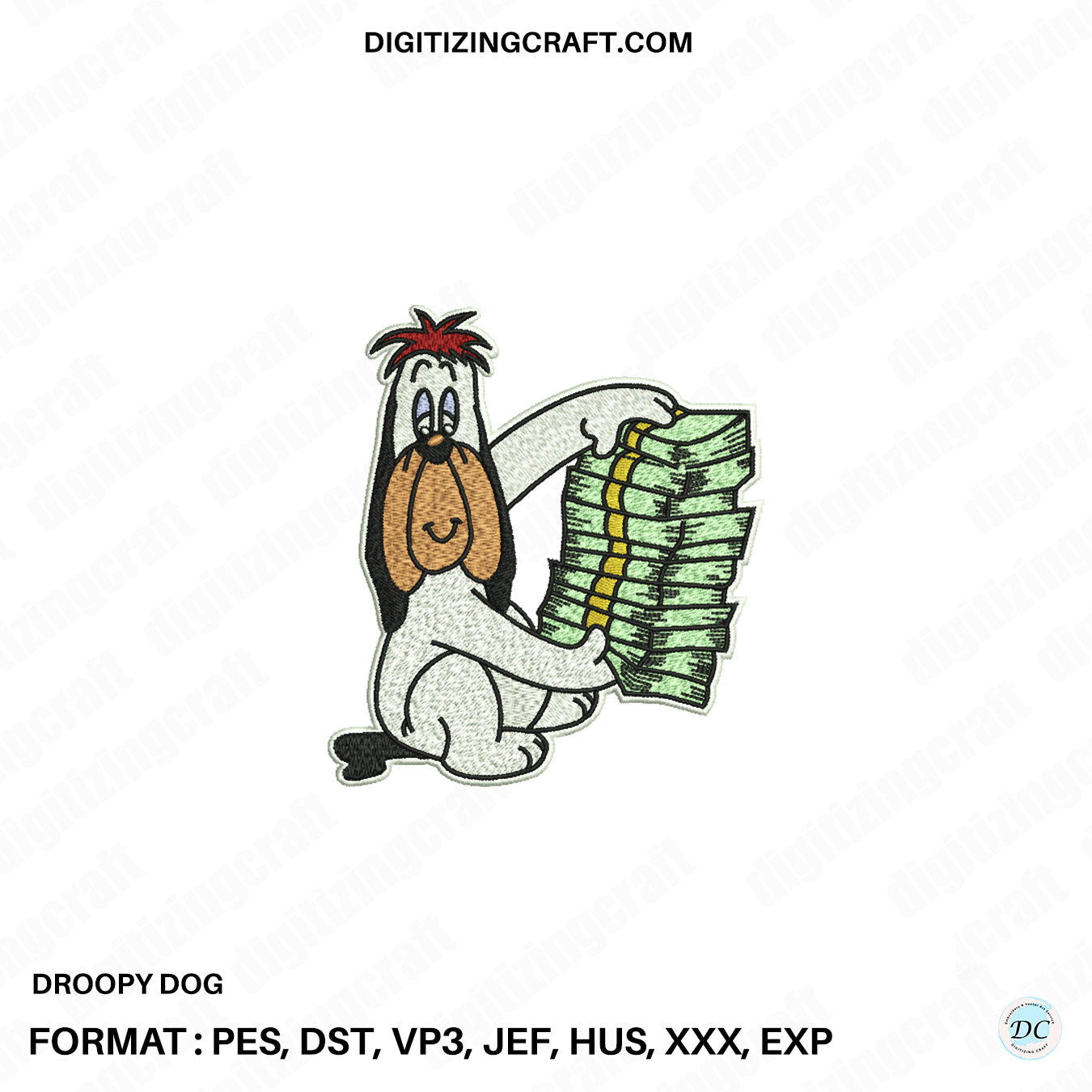 Droopy dog embroidery design file
