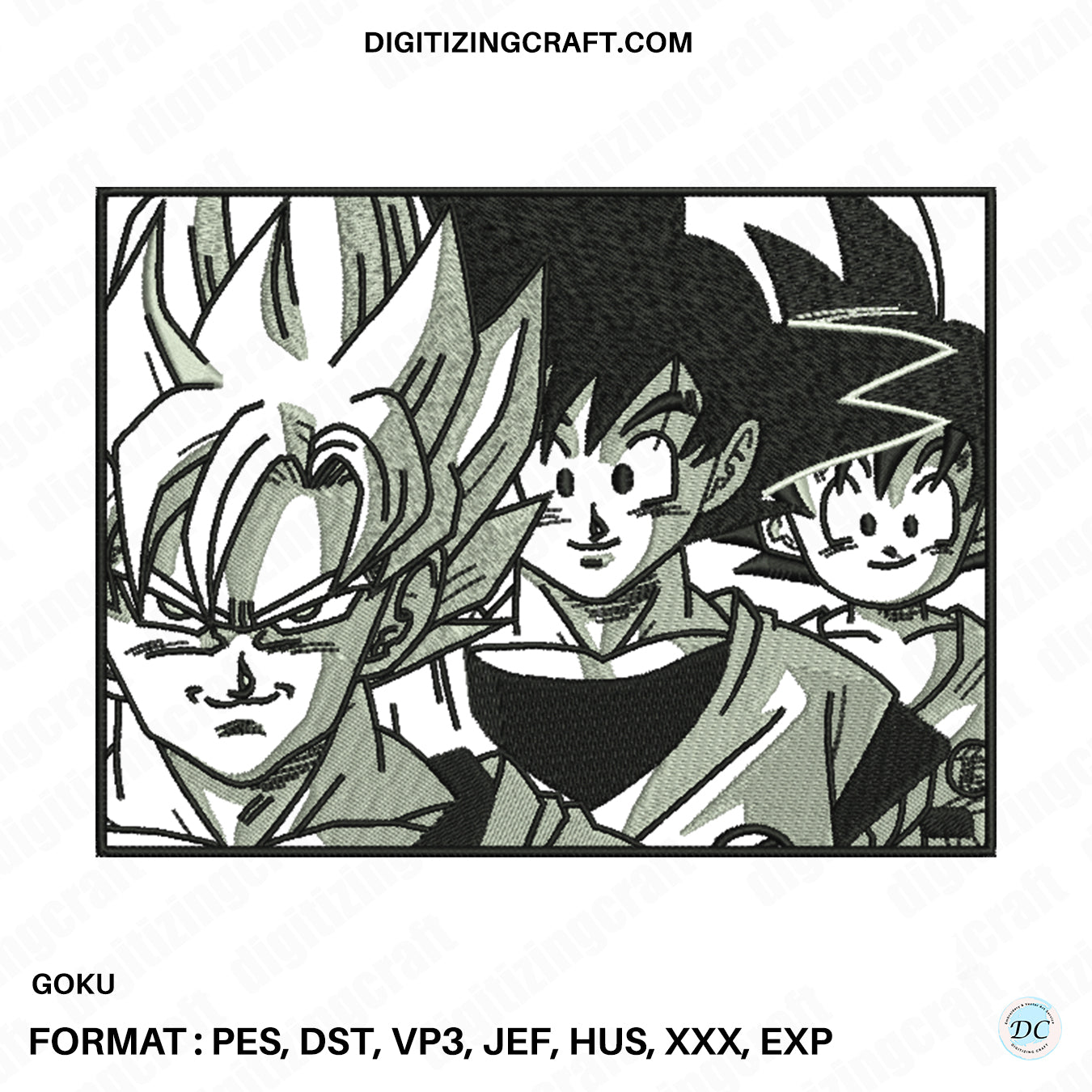 Goku anime embroidery design file