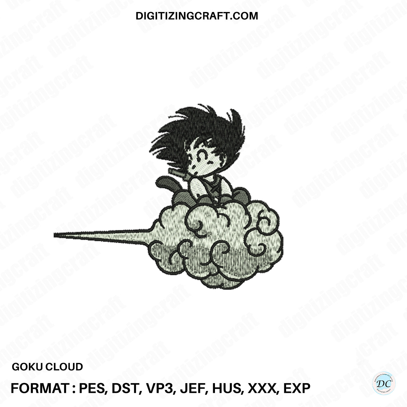 Goku cloud embroidery design file