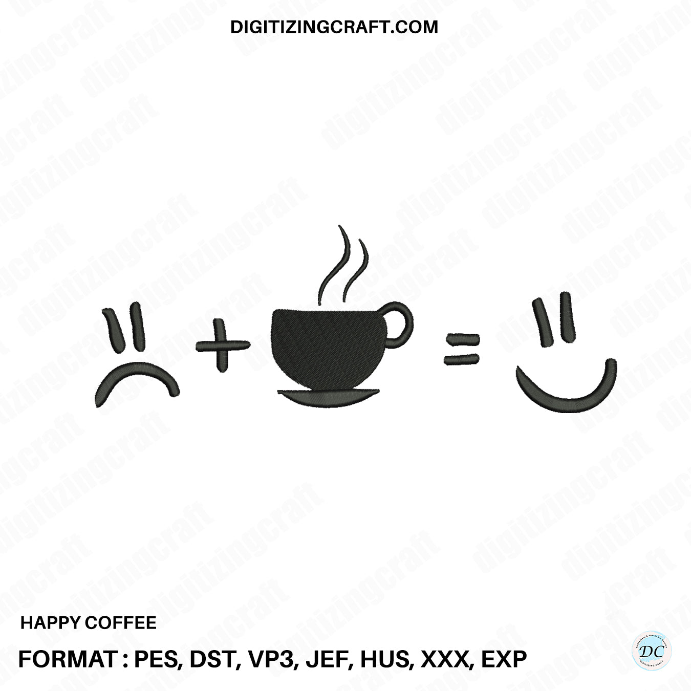 Happy Coffee Embroidery Design file