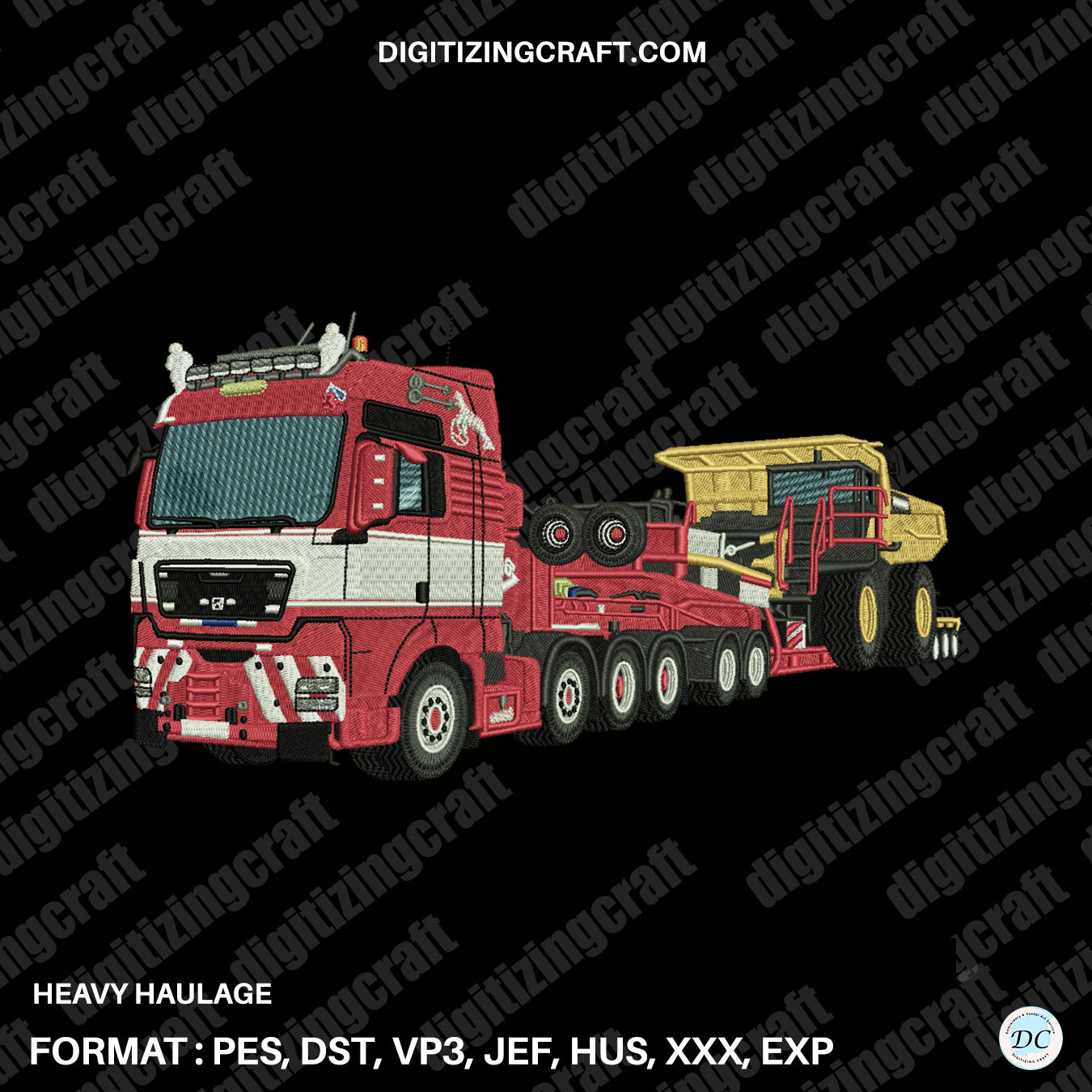 Heavy haulage embroidery design file