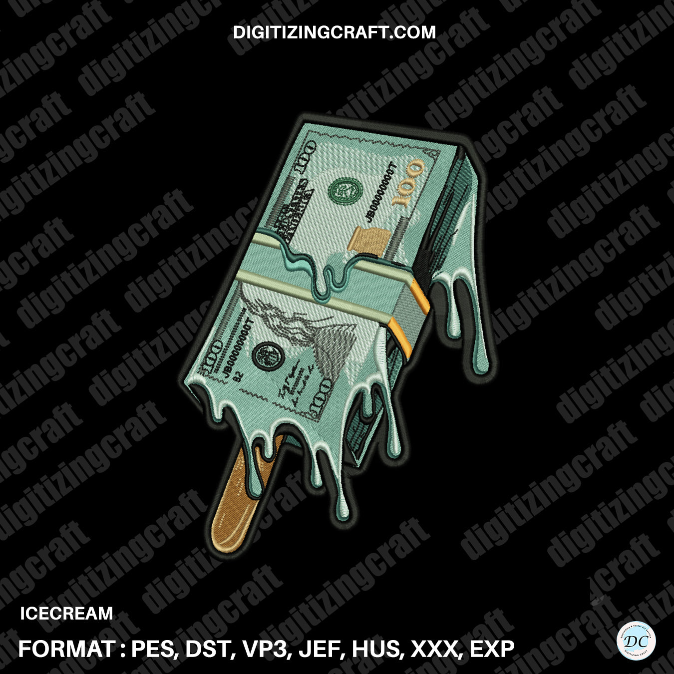 Icecream money embroidery design file