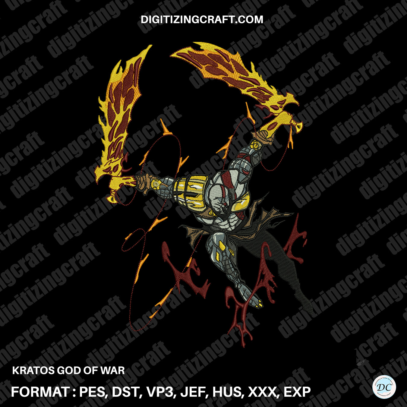 Kratos God of war embroidery design file