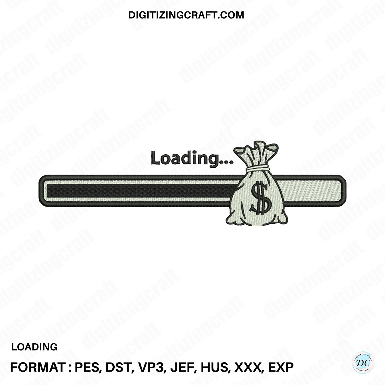 Loading money embroidery design file
