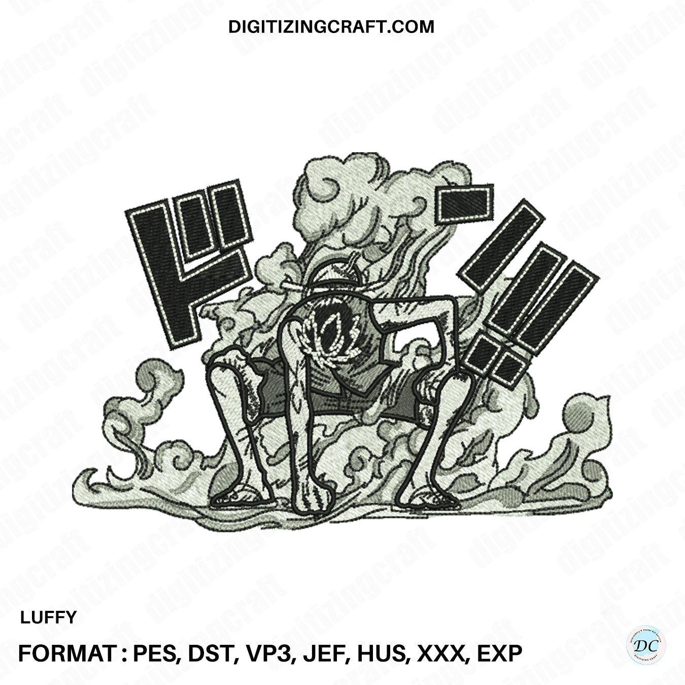 Luffy One Piece anime embroidery design file