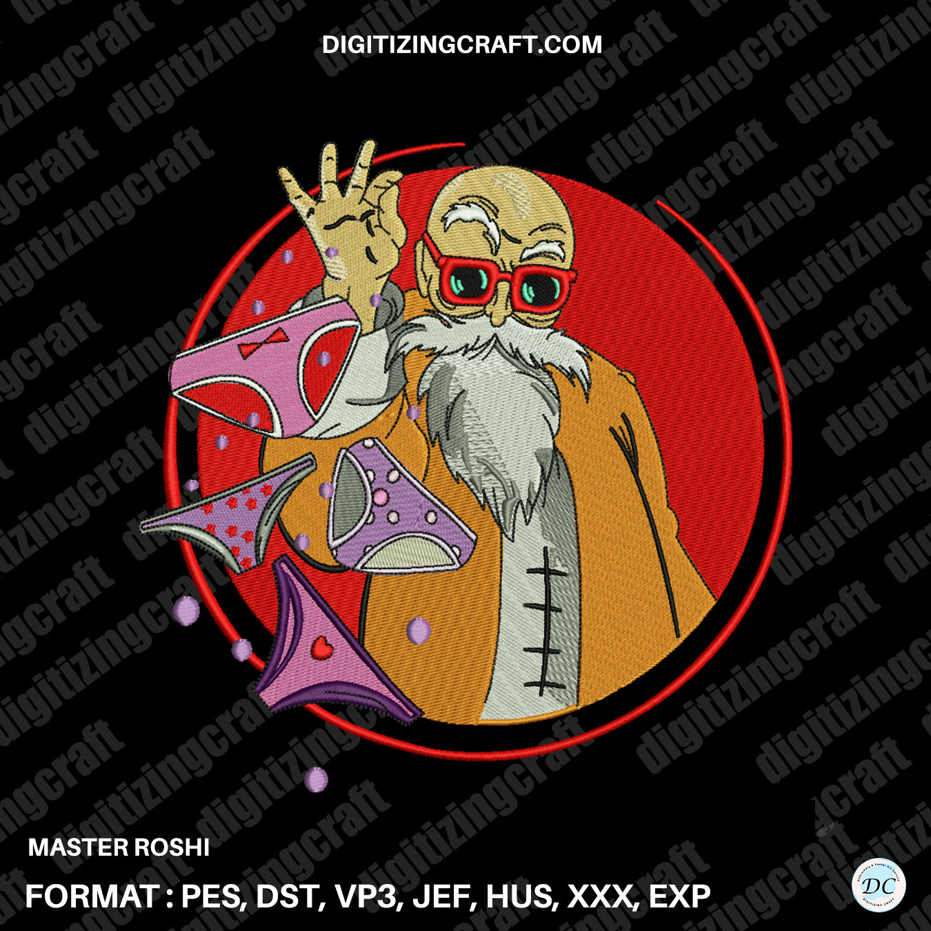 Master Roshi Dragon ball embroidery design file