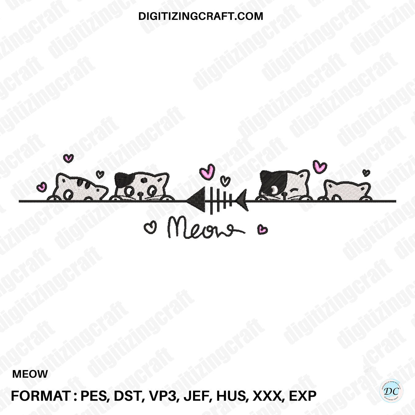 Meow Embroidery Design File (Minimal)
