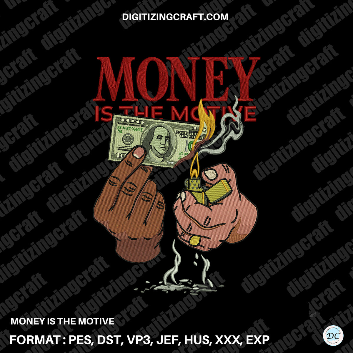 Money Motive embroidery design file