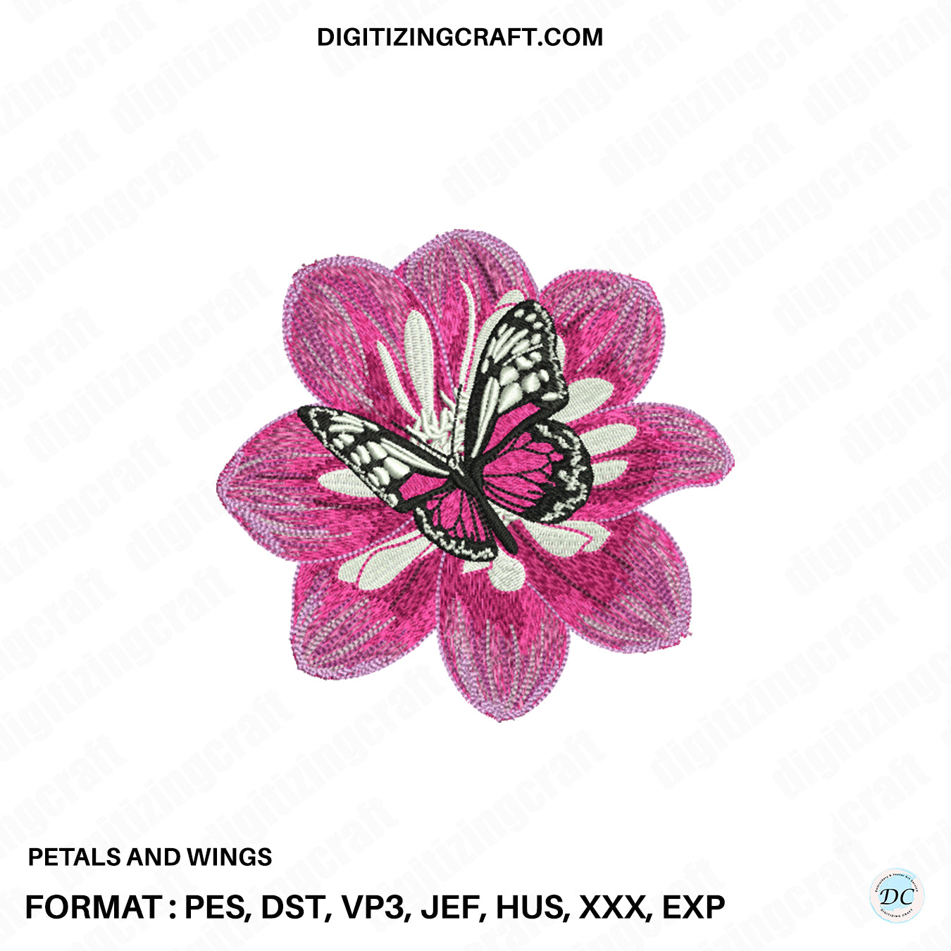 Petals and Wings embroidery design file