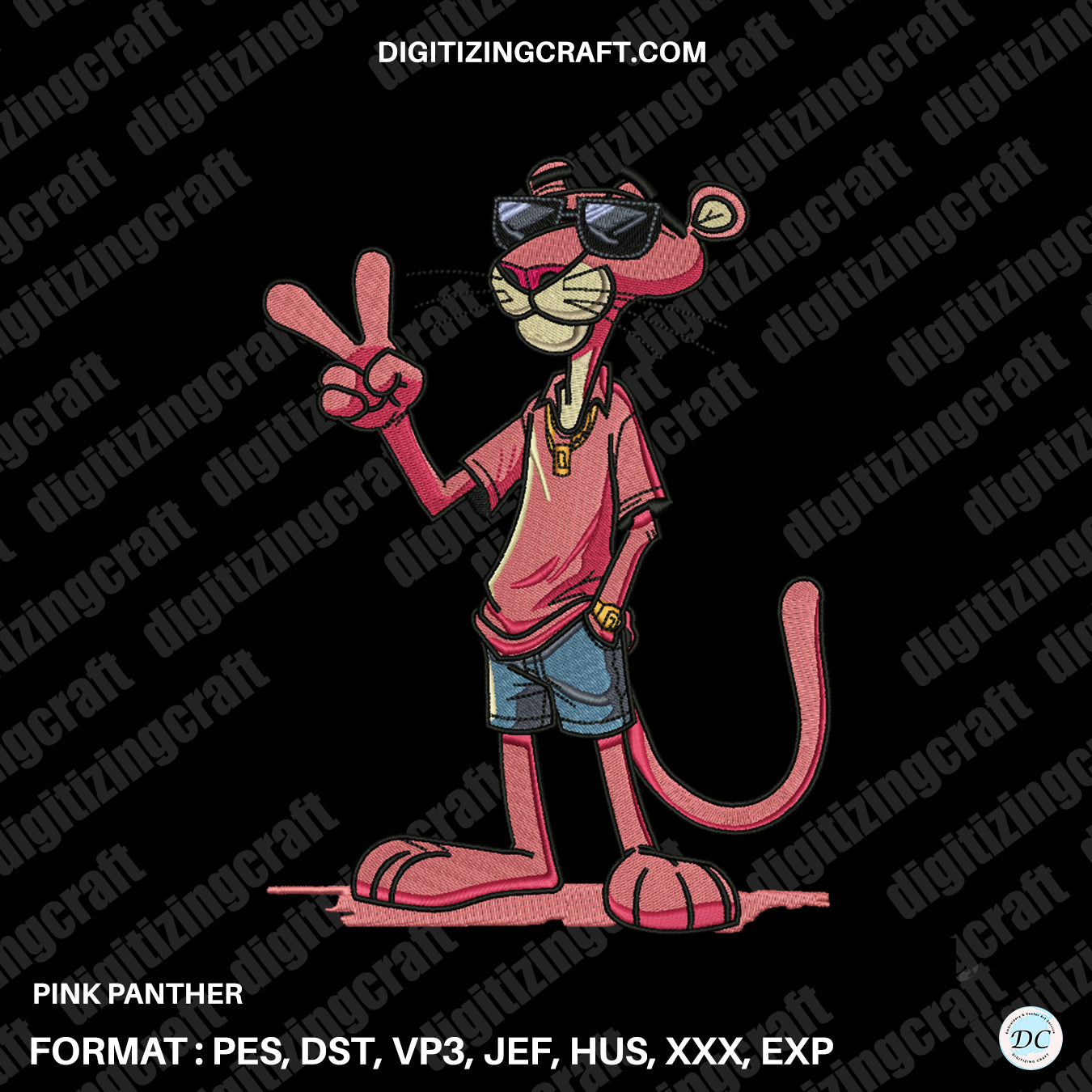 Pink Panther Embroidery Design file