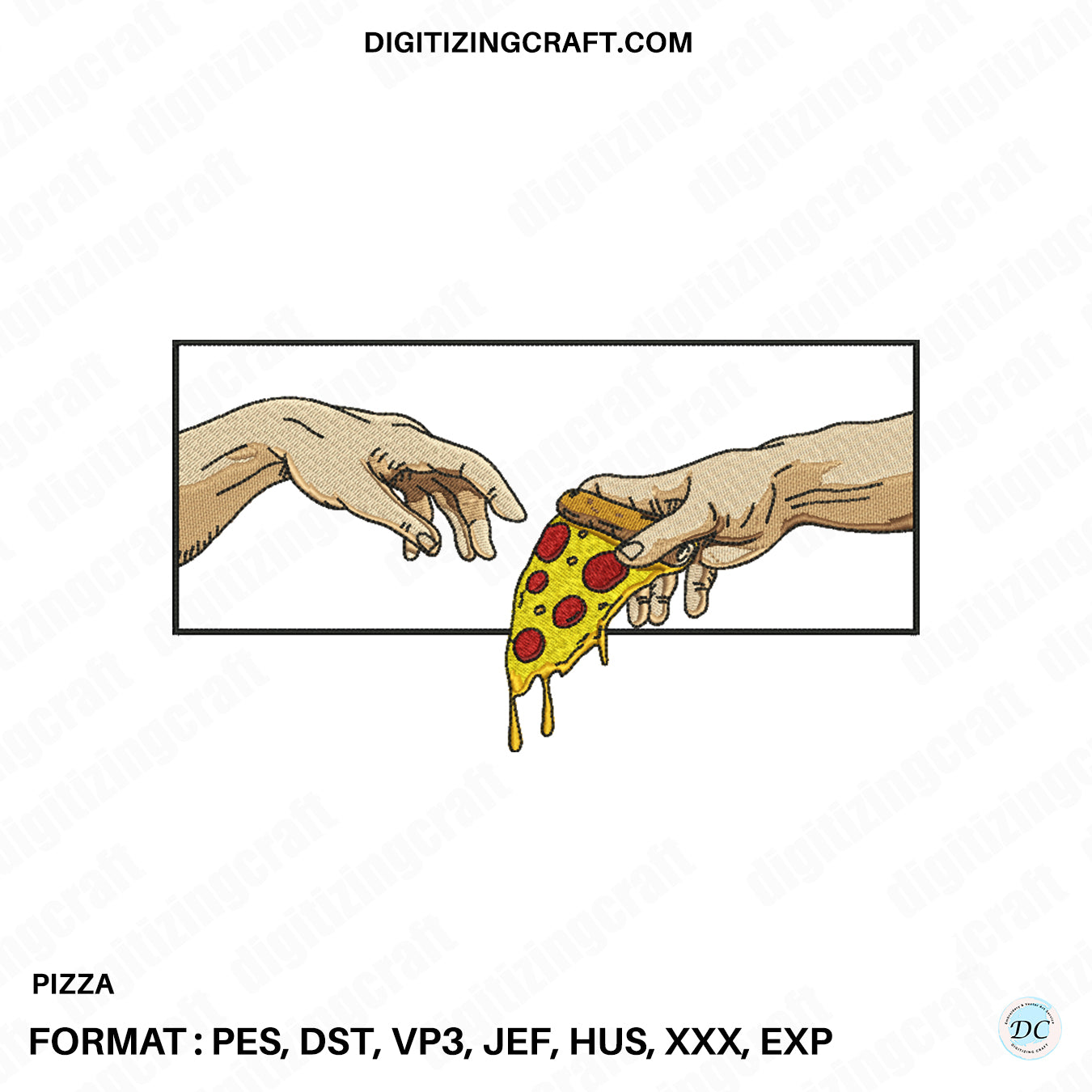 Pizza embroidery design file