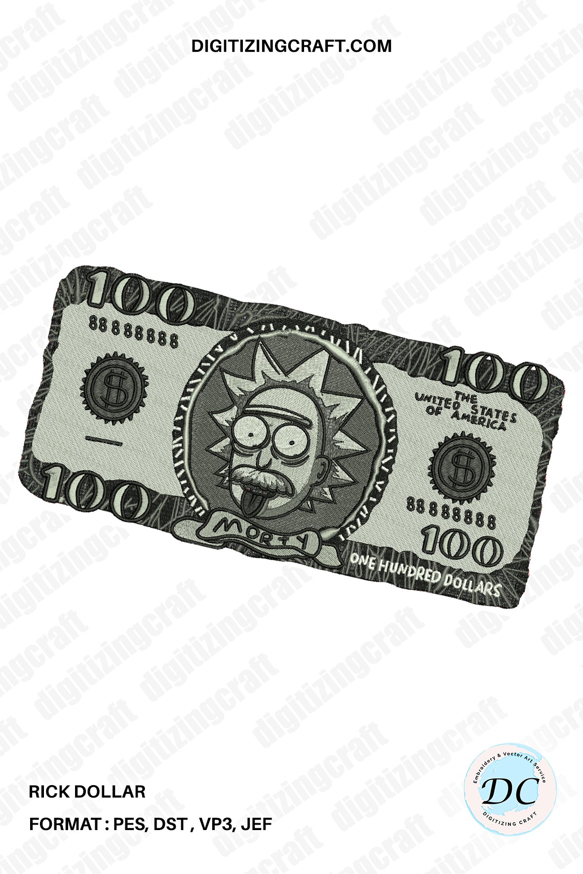 Rick Dollar Embroidery Design