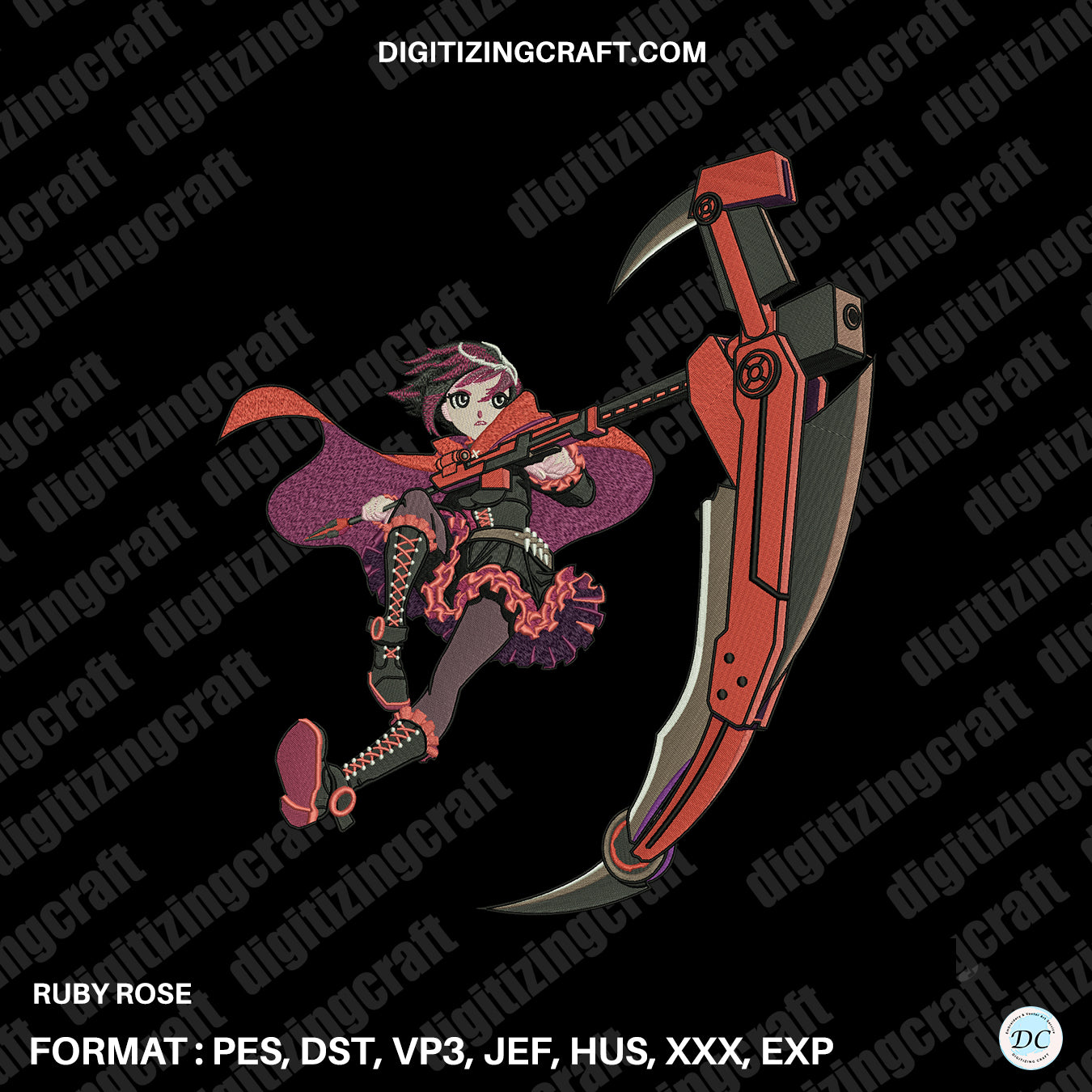Ruby Rose embroidery design file