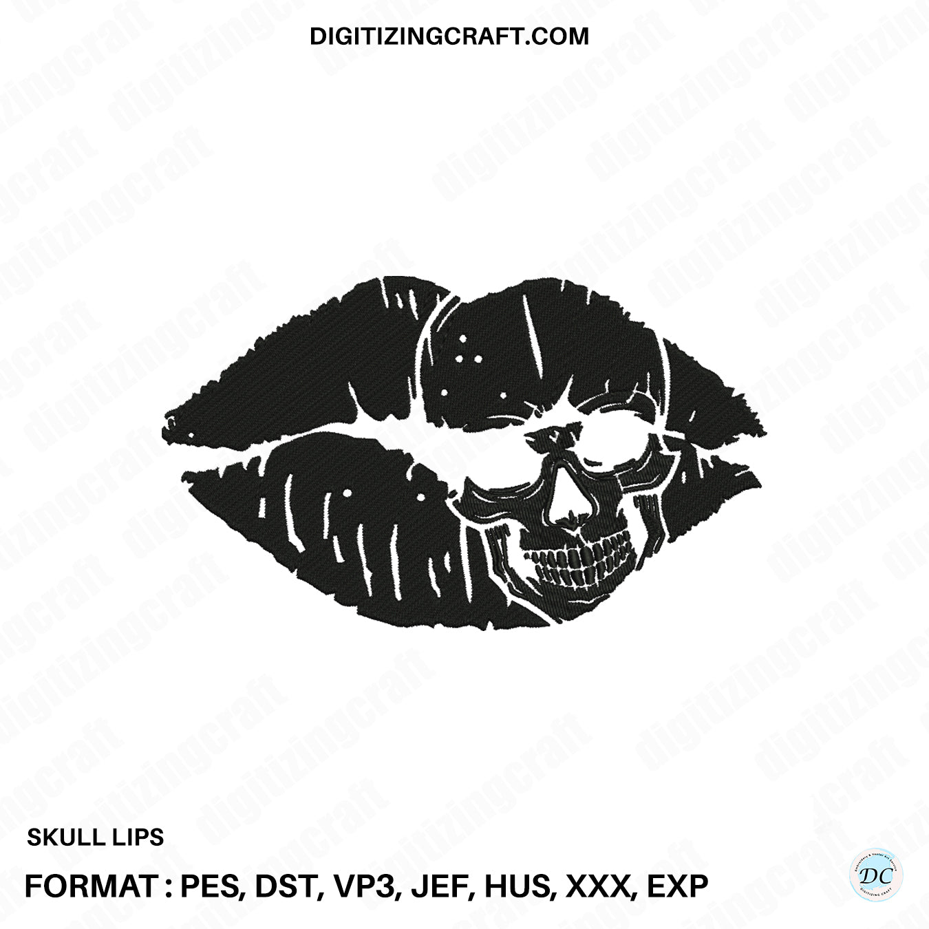 Skull Lips Embroidery Design