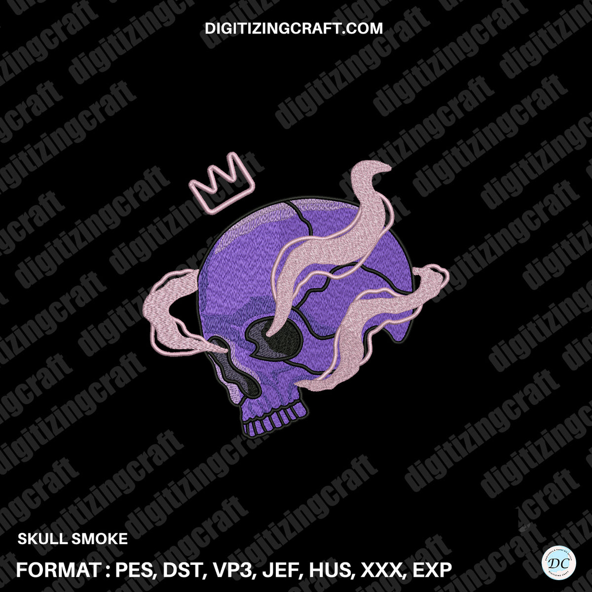 Skull Smoke embroidery design file