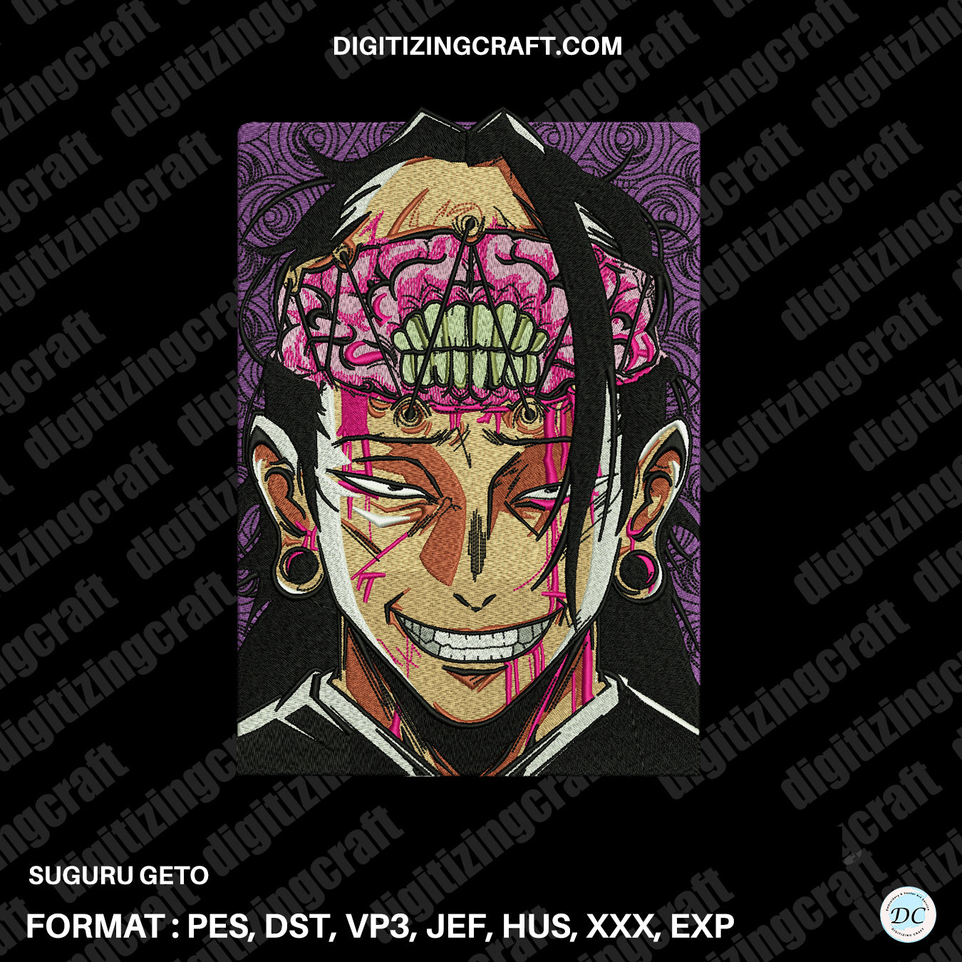 Suguru Geto embroidery design file