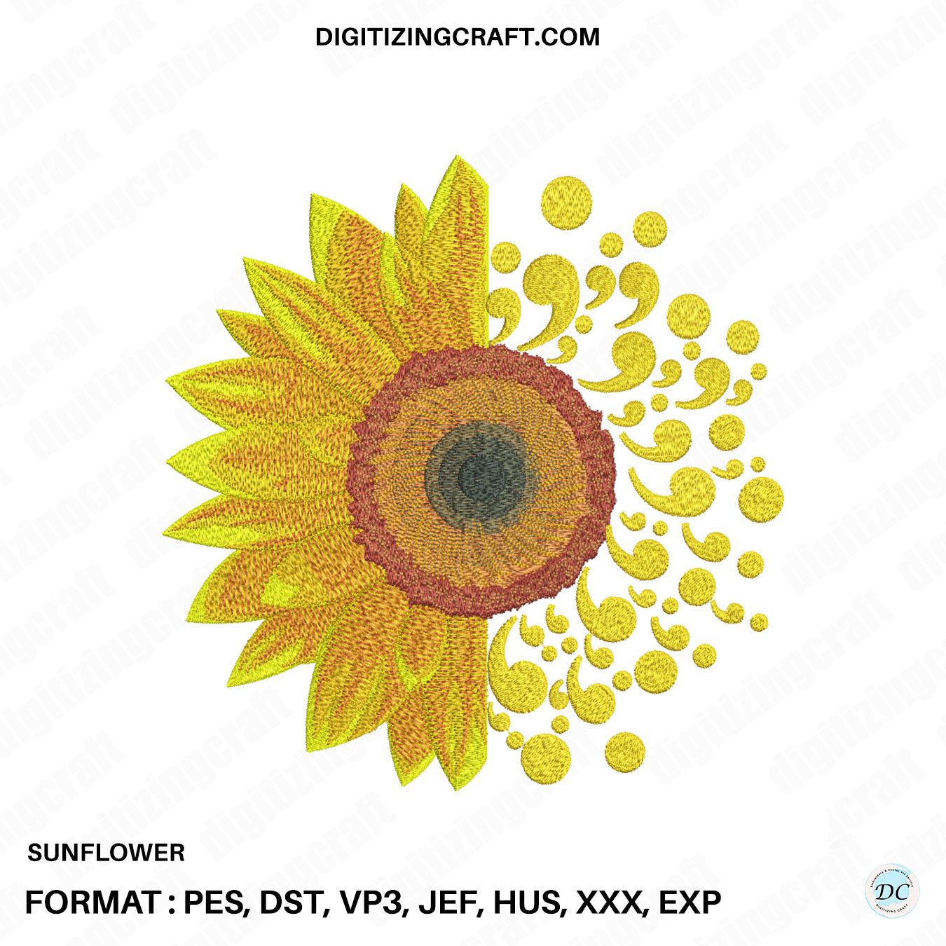 Sunflower embroidery design file