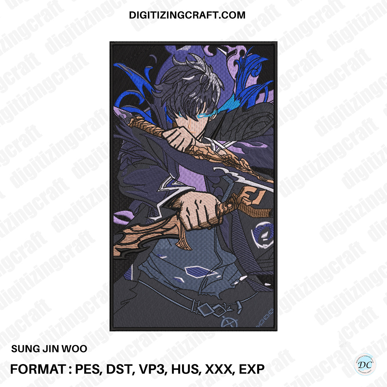 Sung Jin Woo Solo Leveling Embroidery Design File
