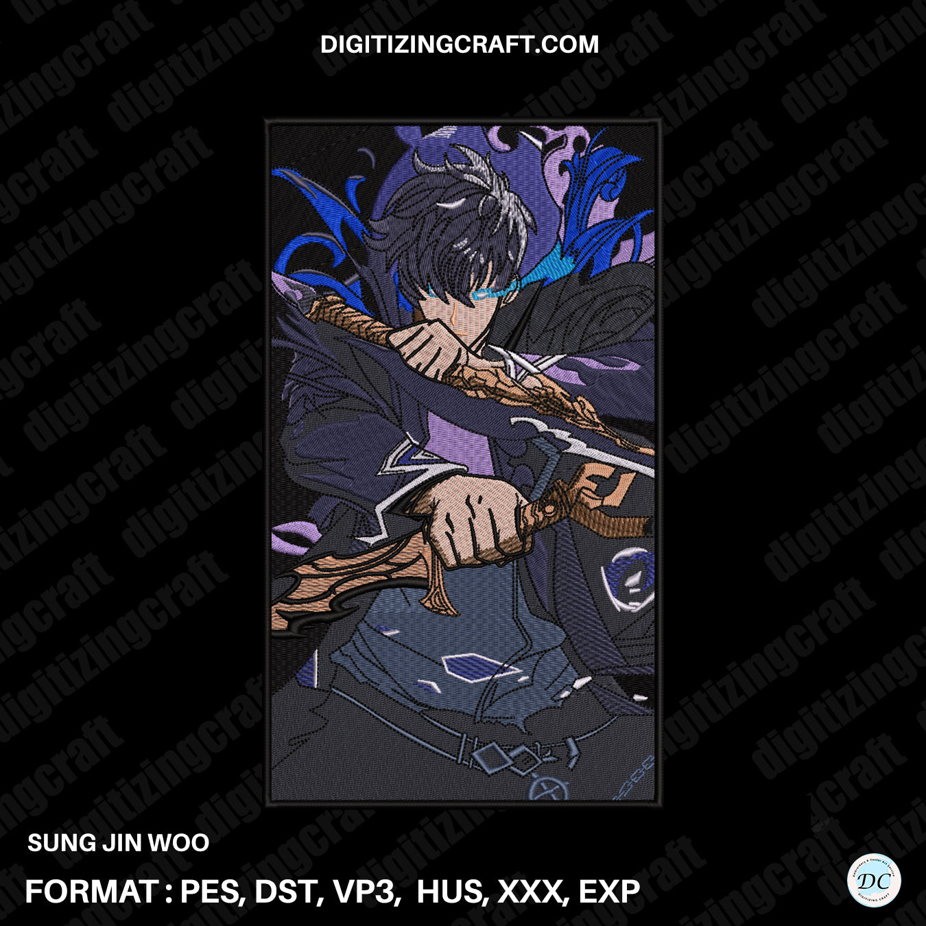 Sung Jin Woo Solo Leveling Embroidery Design File