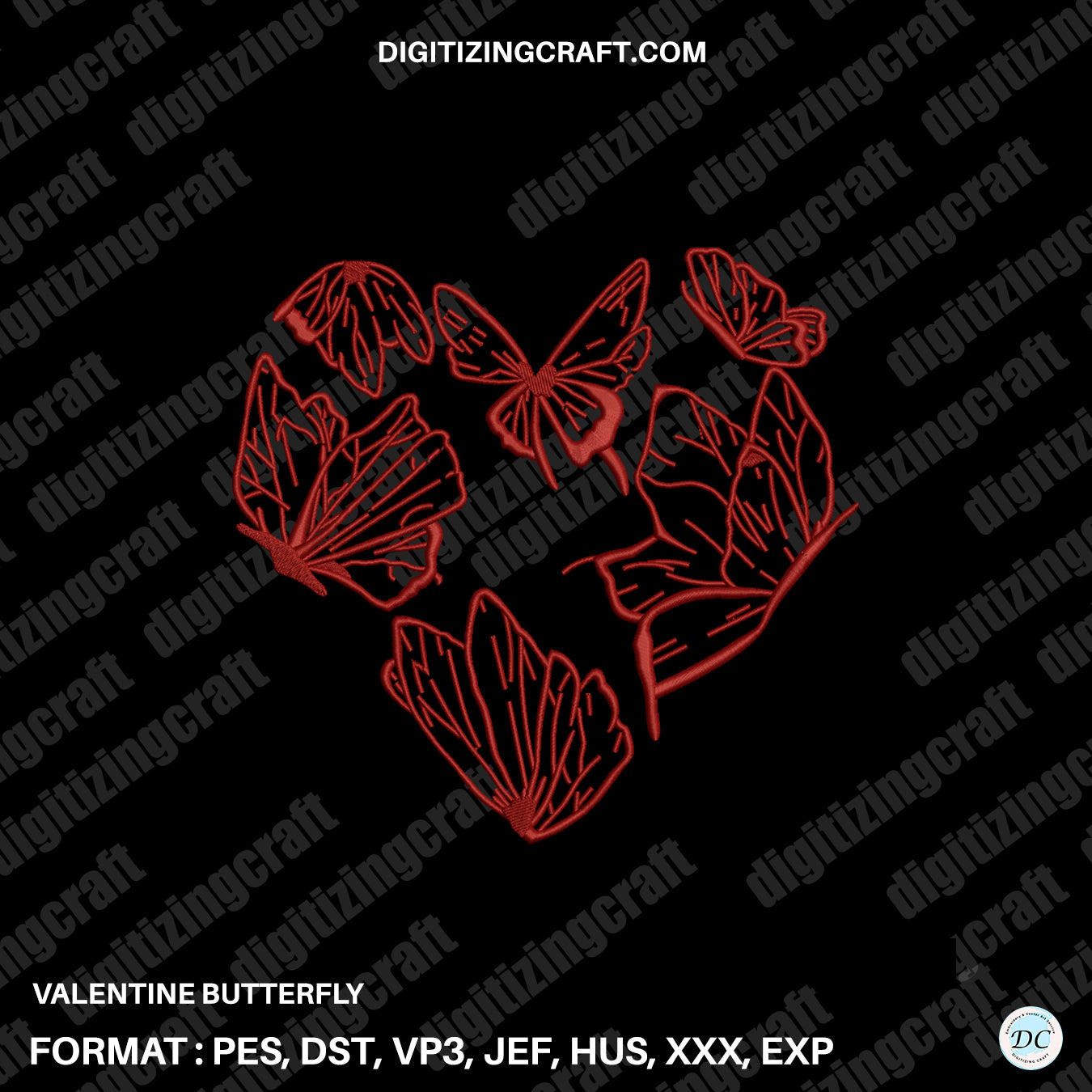 Butterfly love embroidery design file