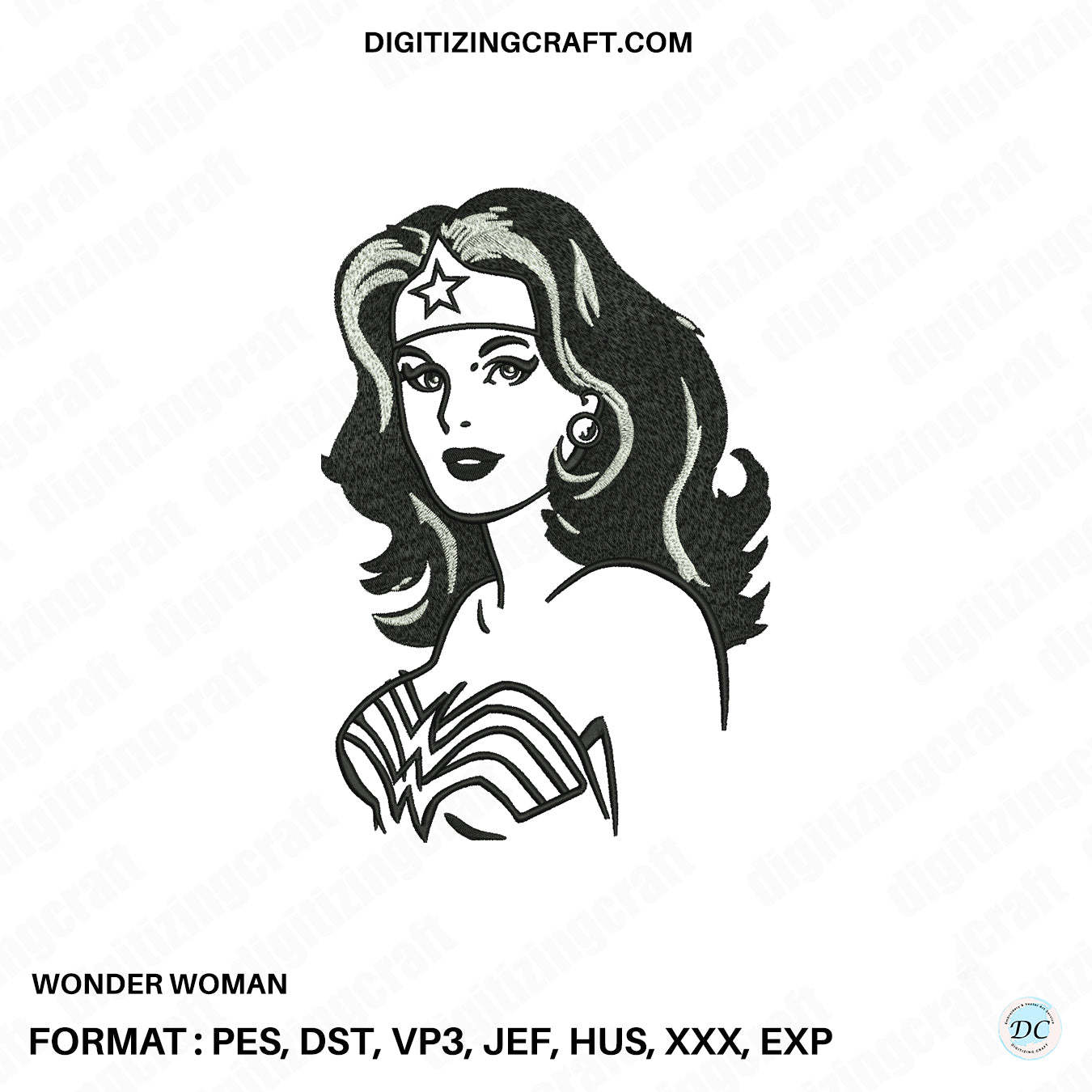 Wonder woman embroidery design file