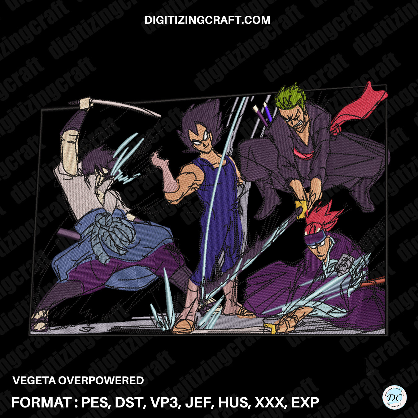 Vegeta Overpowered Embroidery design file
