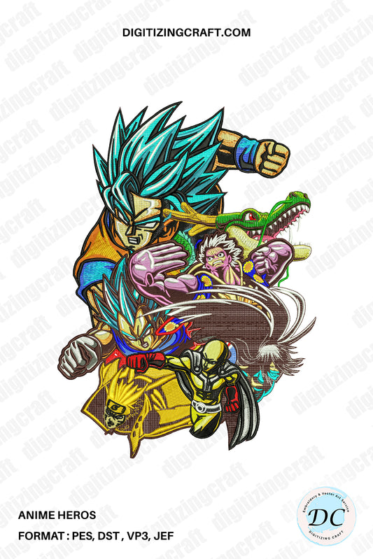 Anime Heroes Embroidery Design file