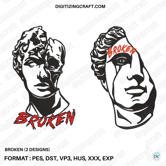 Broken Greek Statue embroidery design file