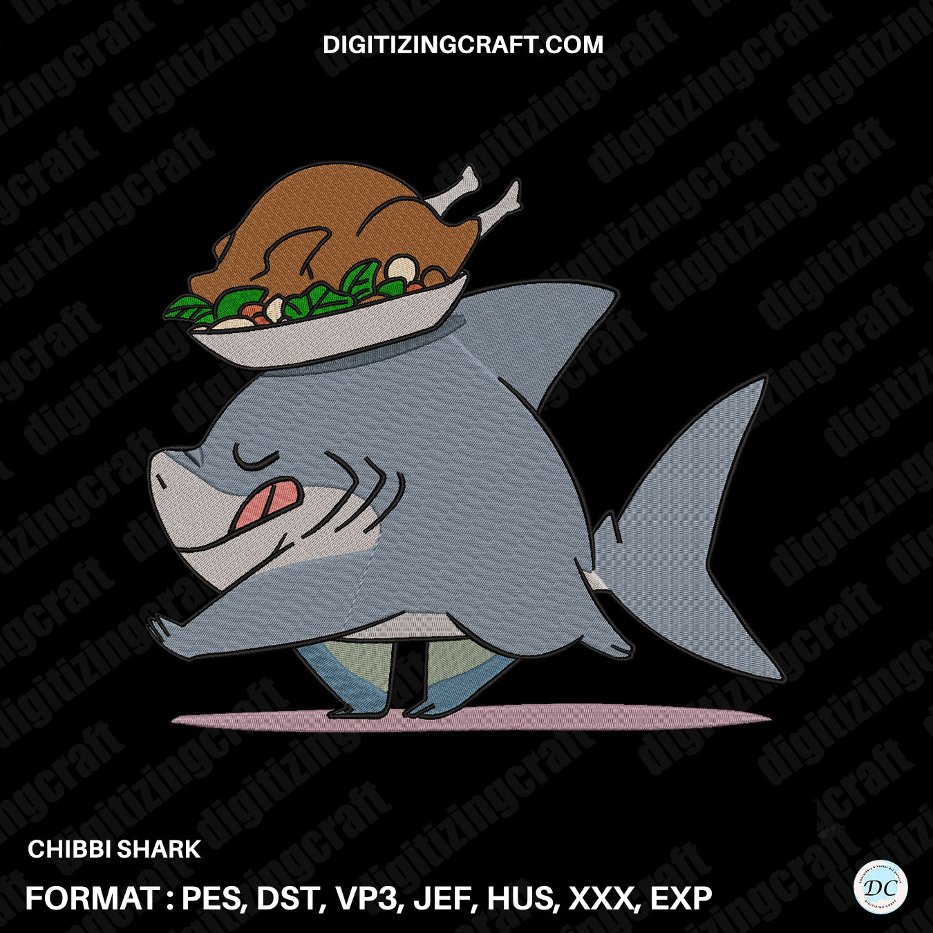 Chibbi Shark Embroidery Design File