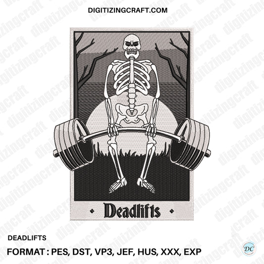Deadlift embroidery Design