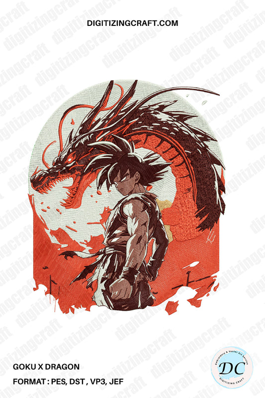 Goku x Dragon embroidery design