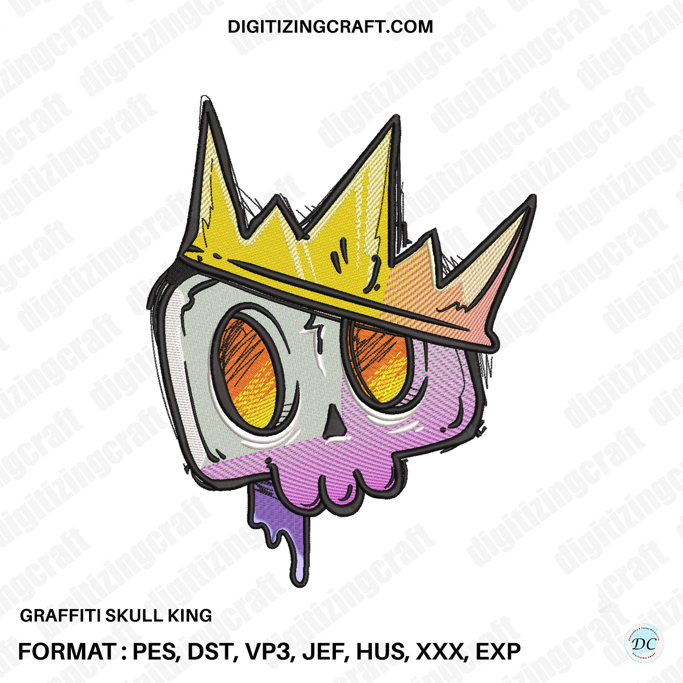 Graffiti Skull King embroidery design file