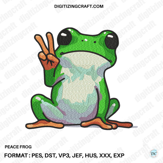 Peace Frog Embroidery design file