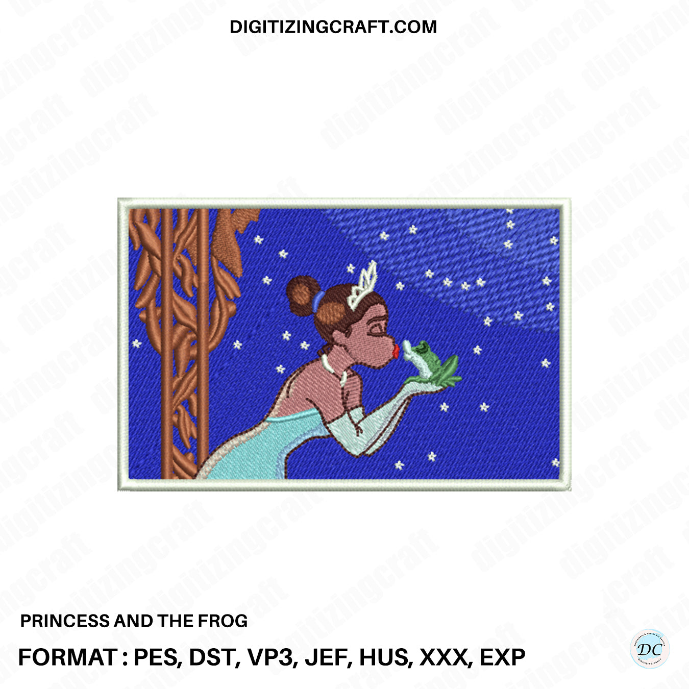 Princess and the frog embroidery design file