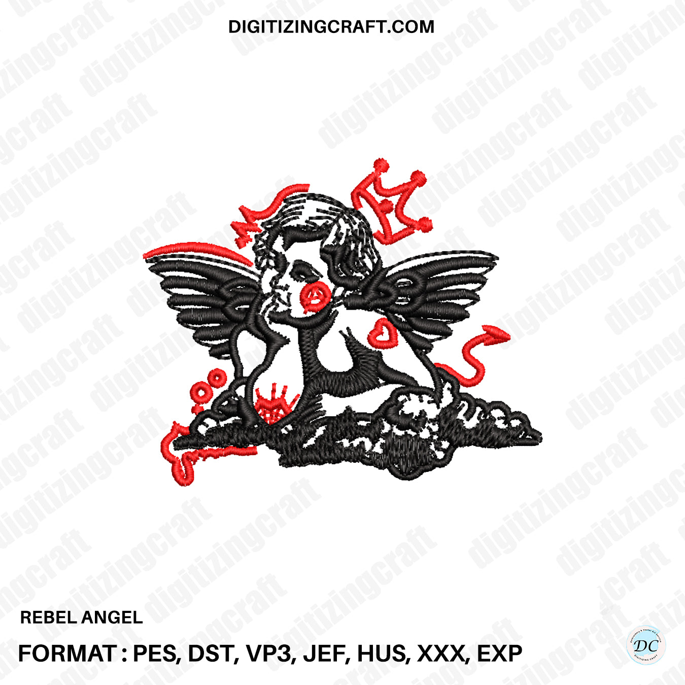 Rebel Angel Embroidery design file